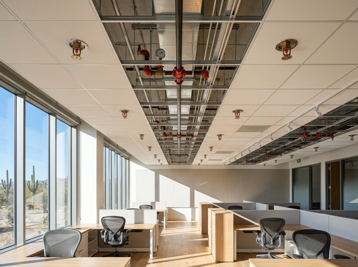 Wet-pipe sprinkler system in a commercial building in Tucson, AZ